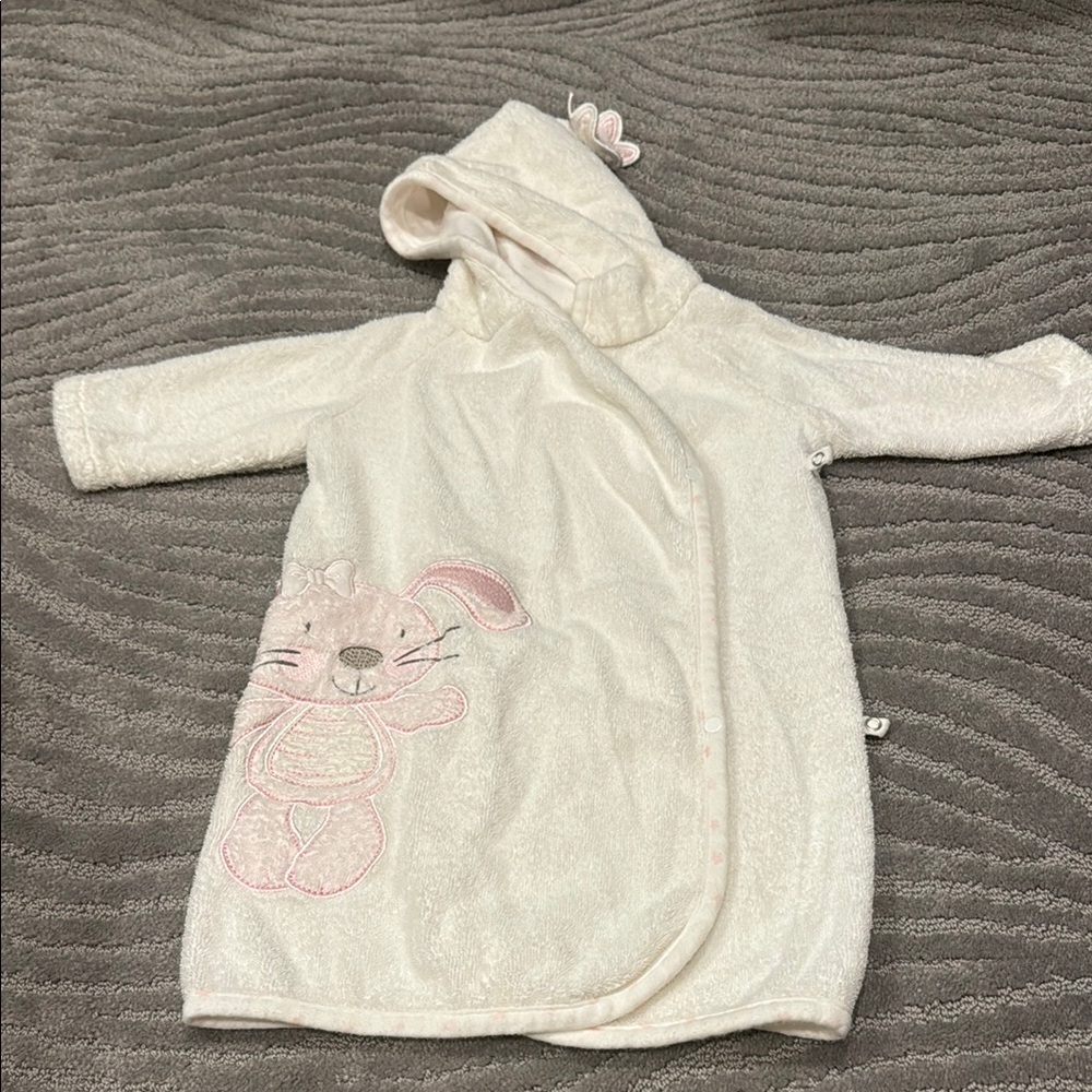 Adorable Cream Hooded Kids Robe with Bunny Design